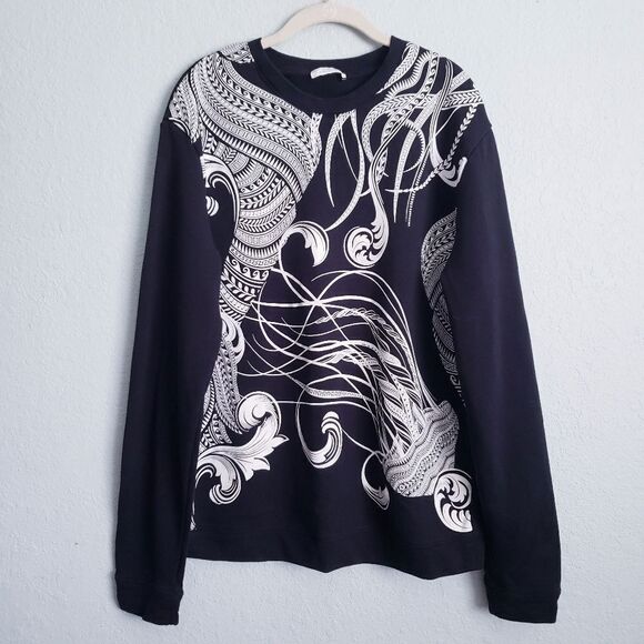 Versace Collection Black and White Scroll Crewneck Sweater - Picture 1 of 6